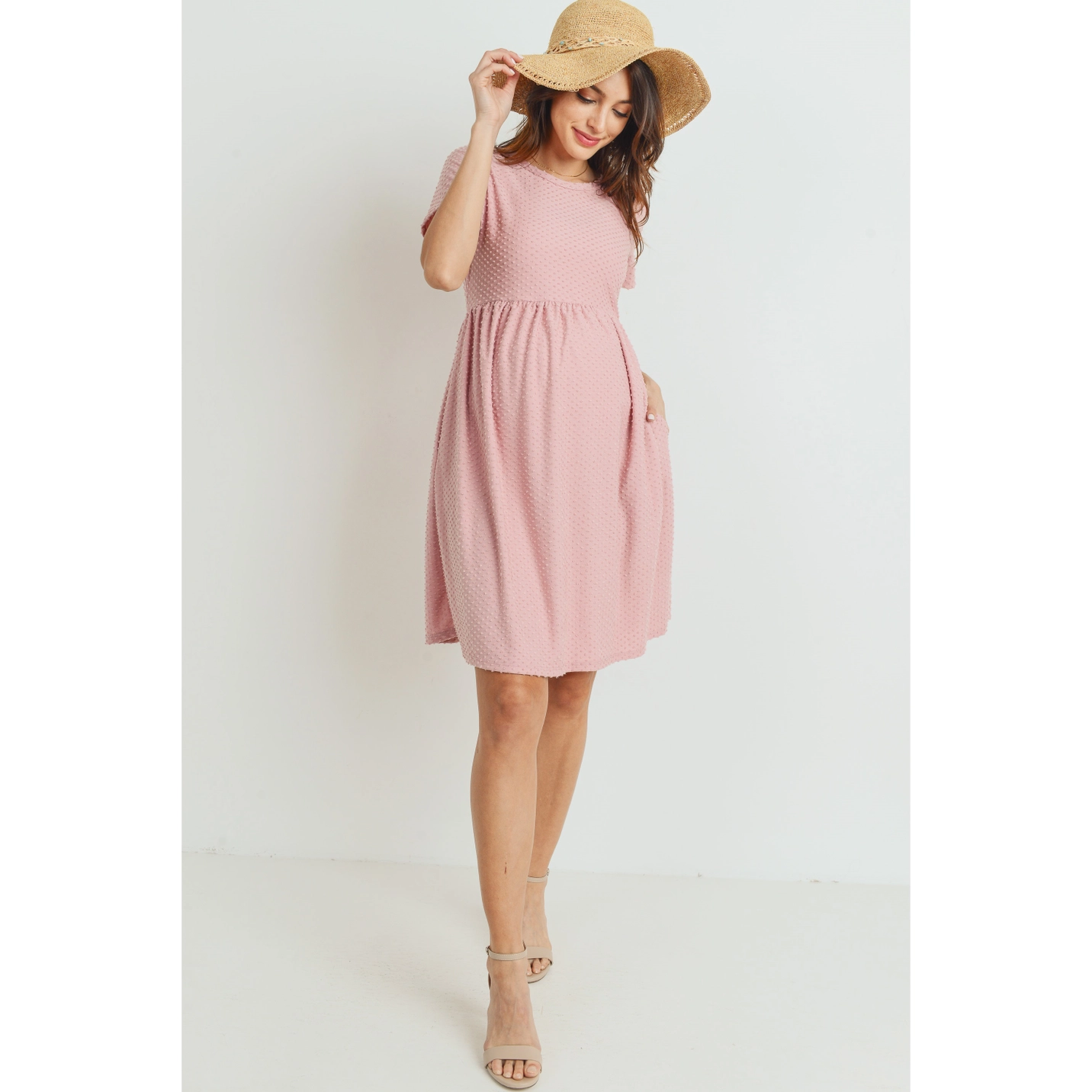 Blush Dot Maternity Dress – Little Trends Boutique