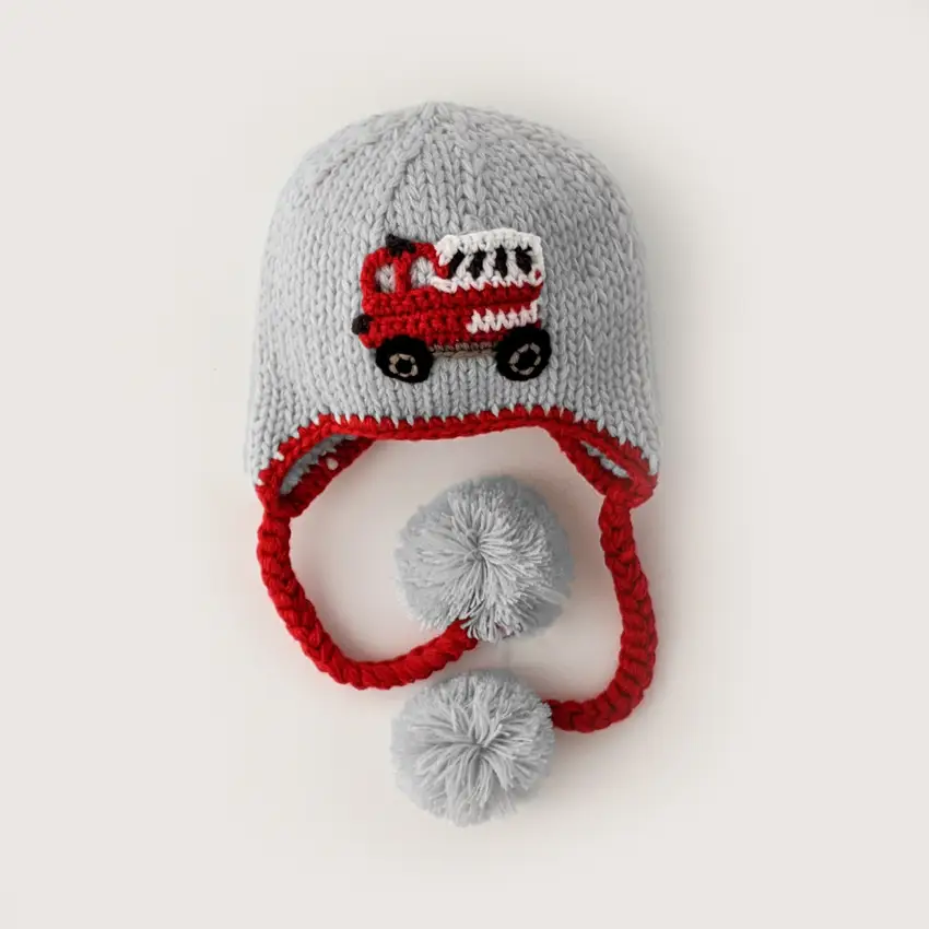 Hand Crafted Fire Truck Red and White Striped Crochet Earflap Hat NWOT Hand Crafted | Accessories | Hand Crafted Fire Truck Red And  main image 2