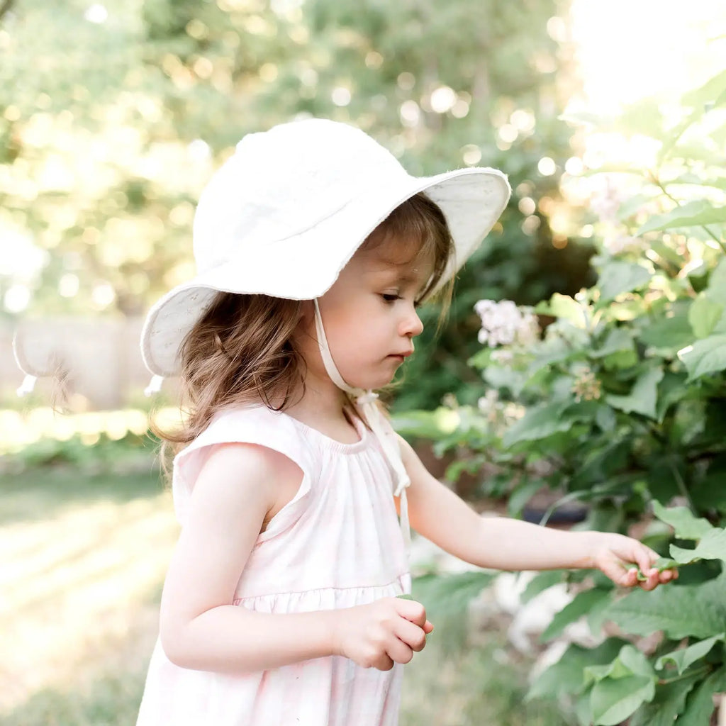 White Eyelet Cotton Floppy Sun Hat